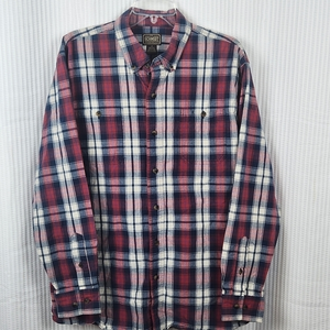 CE Schmidt Workwear Large Long‎ Sleeve Button Down Plaid Red White Blue Colorway
